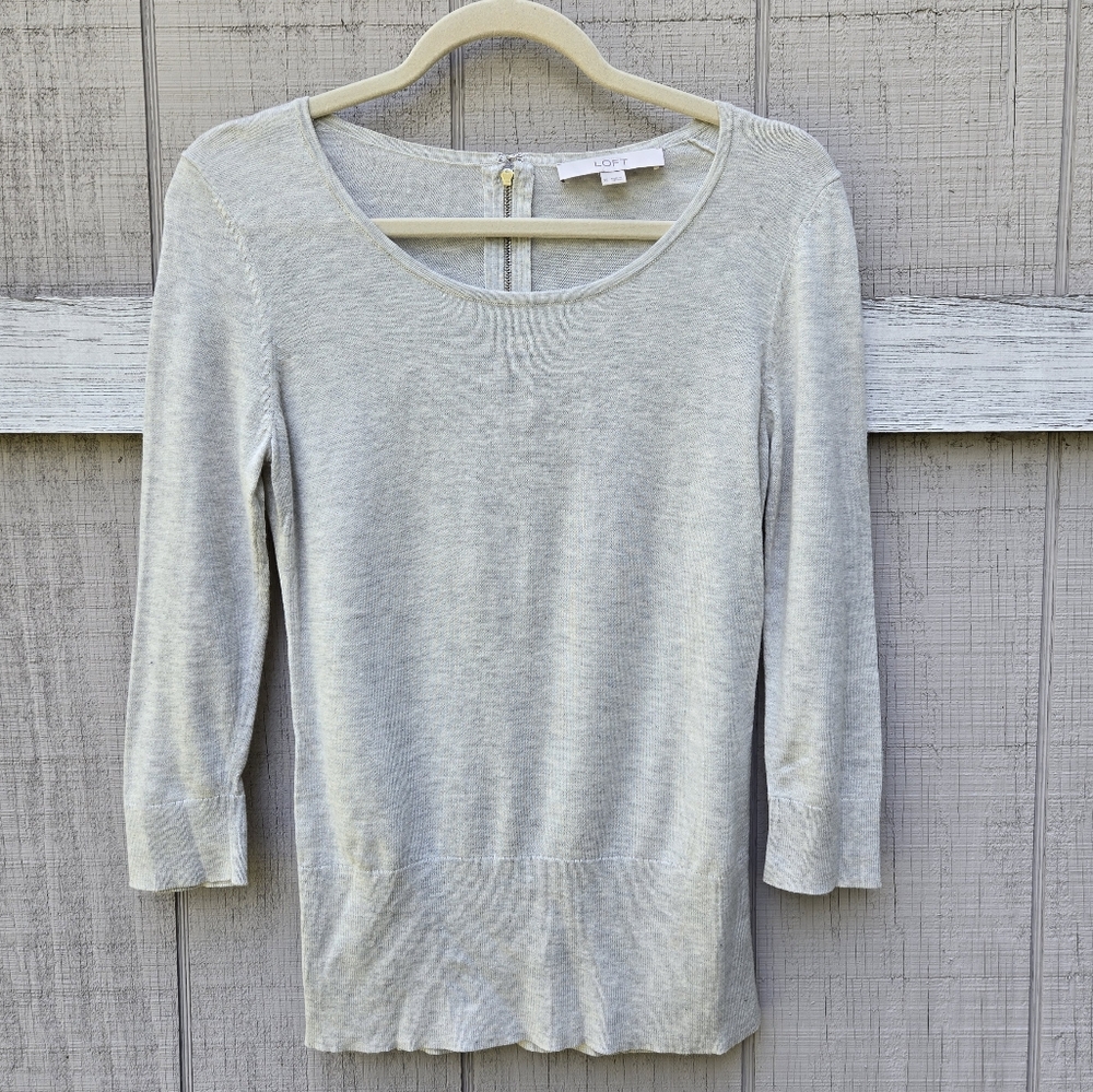 LOFT Silk Basic Long Sleeve Blouse Casual Ribbed Long Sleeve Top XS